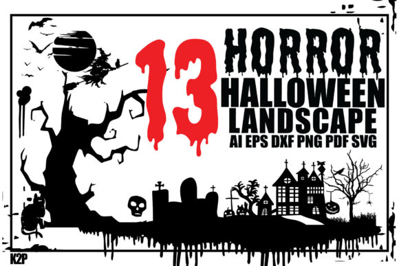 13 Horror Halloween Landscapes Bundle