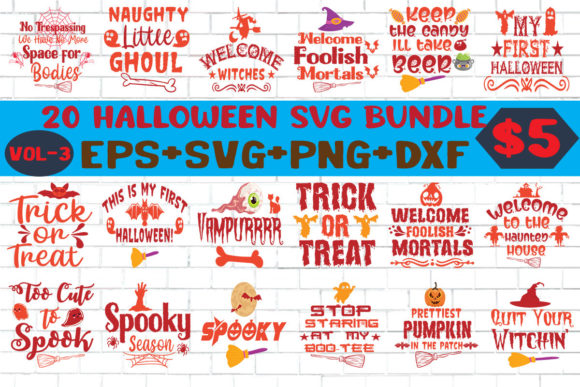 20 Halloween T-shirt Design Bundle