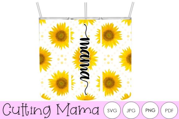 20 Oz Skinny White Sunflower Mama Tumble