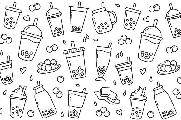 Boba Drink Doodle Hand Drawn