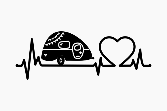 Camper Heartbeat Black Silhouette