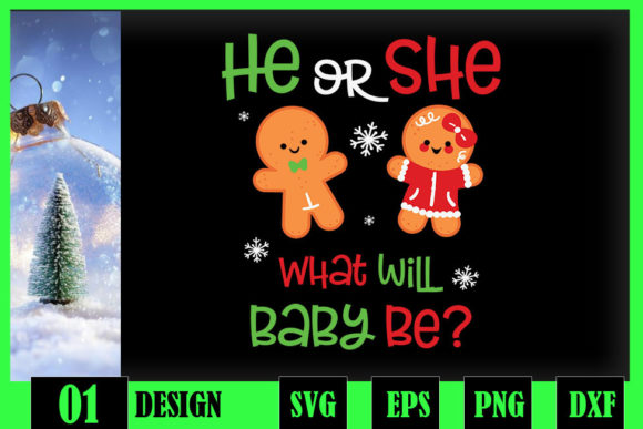 Christmas Gender Reveal Cookie He or She