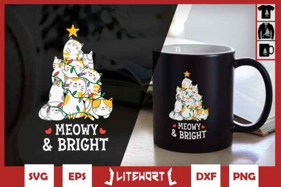 Christmas Tree Cat Meowy and Bright