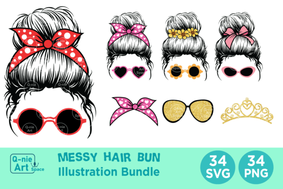Messy Hair Bun with Accessories Bundle