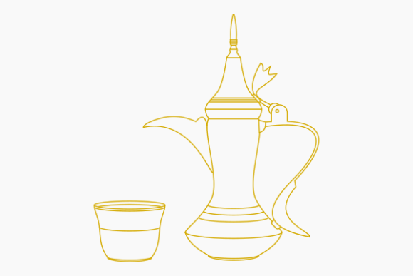Outline Style Traditional Arab Coffee