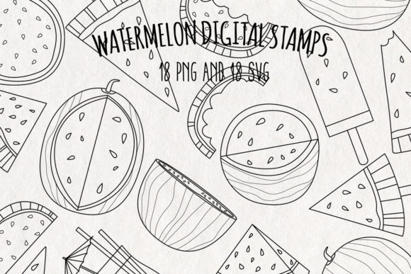 Watermelon Digital Stamps Set of 18