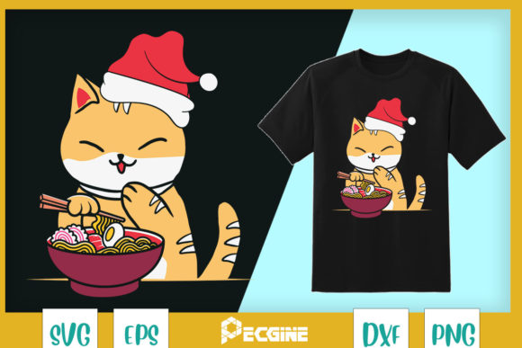 Xmas Kawaii Anime Shiba Inu Eating Ramen